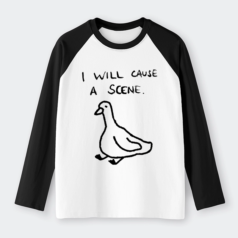 Tokyo-Tiger Stupid Goose Funny Japan Retro Raglan Long Sleeve T-shirt