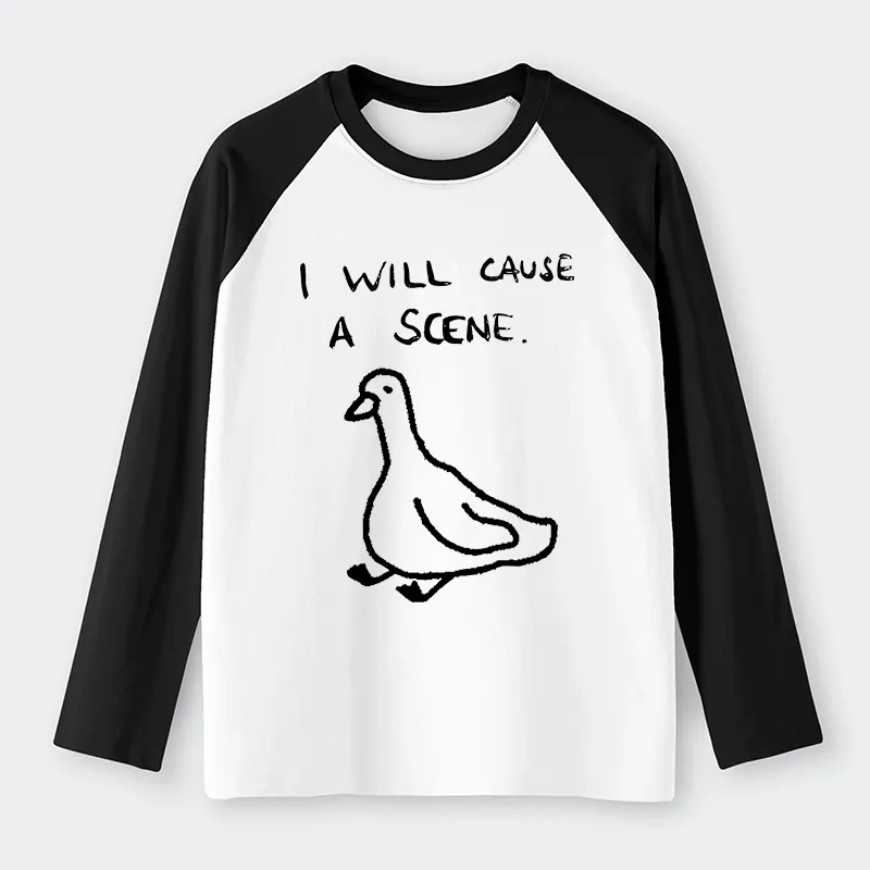 Tokyo-Tiger Stupid Goose Funny Japan Retro Raglan Long Sleeve T-shirt