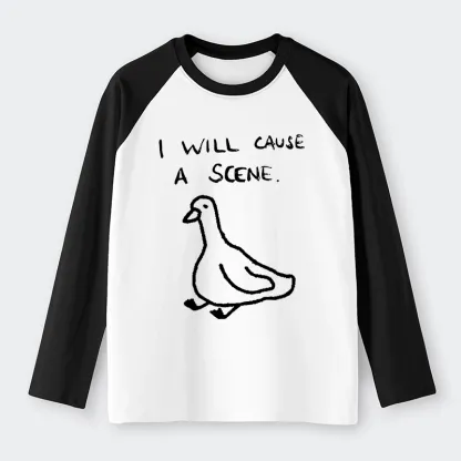 Tokyo-Tiger Stupid Goose Funny Japan Retro Raglan Long Sleeve T-shirt