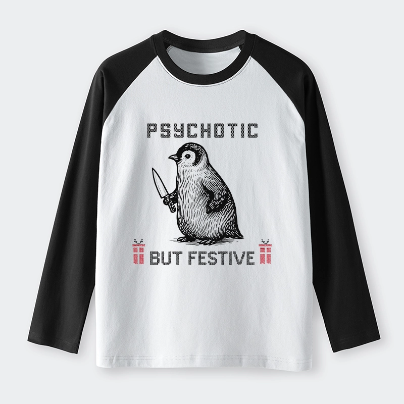 Tokyo-Tiger Overstimulated but Festive Christmas Raglan Long Sleeve T-shirt