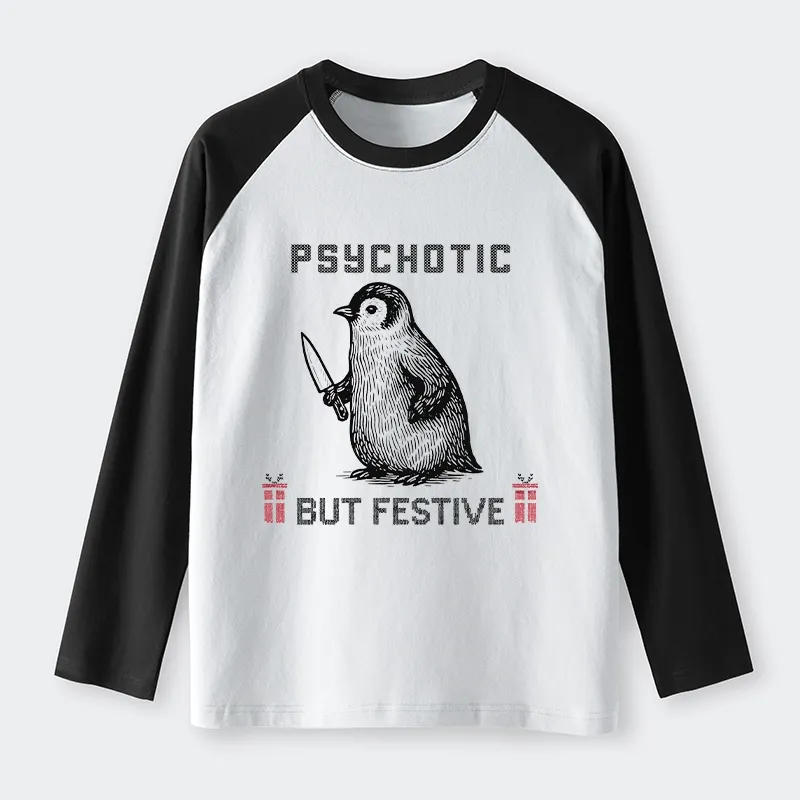 Tokyo-Tiger Overstimulated but Festive Christmas Raglan Long Sleeve T-shirt