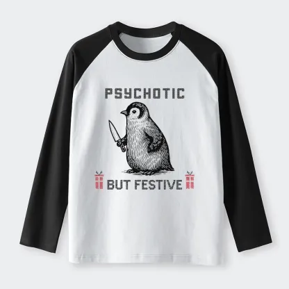 Tokyo-Tiger Overstimulated but Festive Christmas Raglan Long Sleeve T-shirt