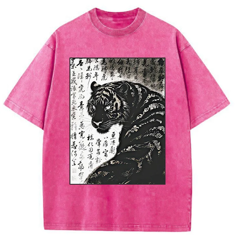 Tokyo-Tiger Woodcut Tiger Washed T-Shirt