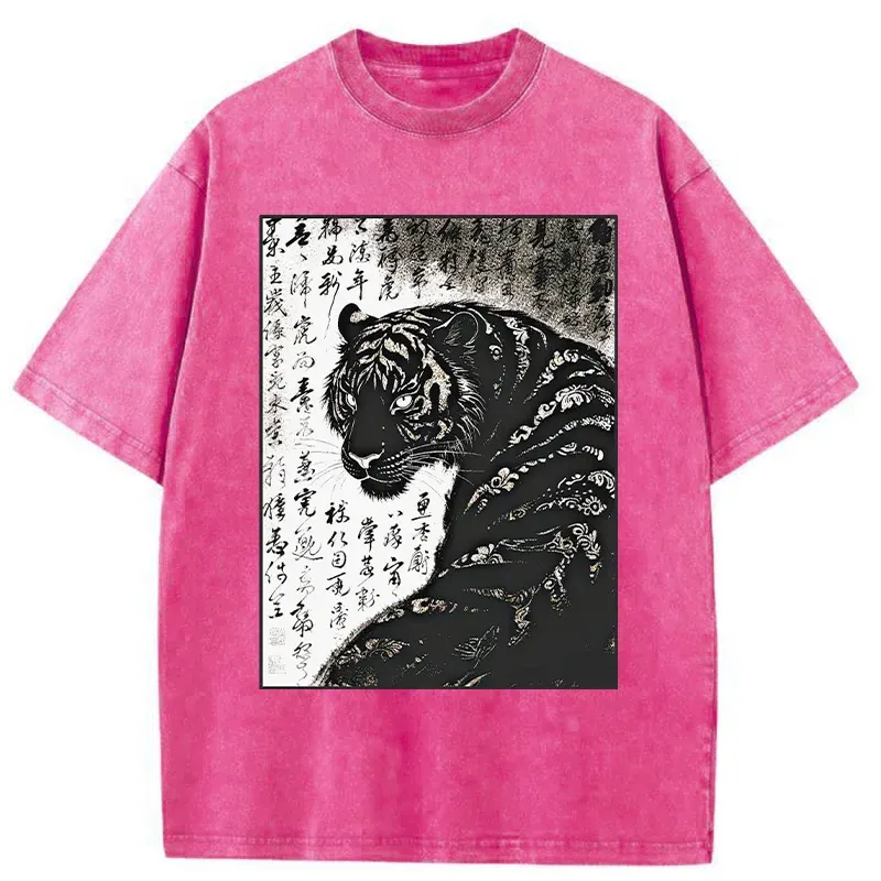 Tokyo-Tiger Woodcut Tiger Washed T-Shirt