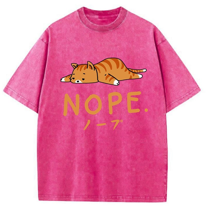 Tokyo-Tiger Cute Lying Cat Washed T-Shirt