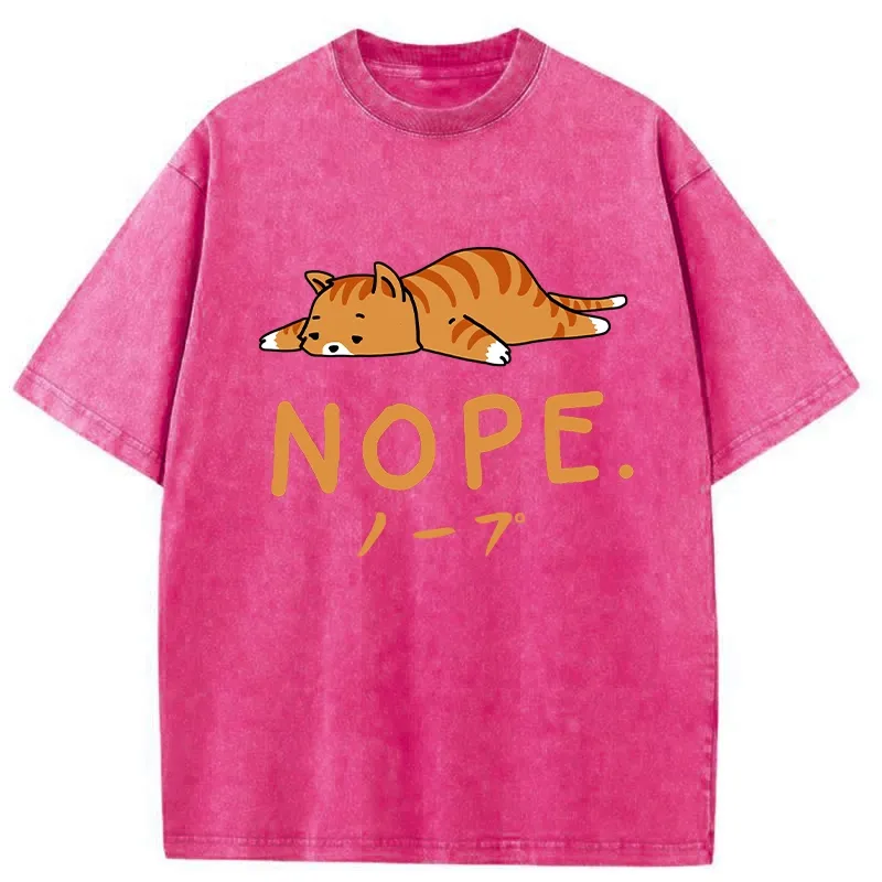 Tokyo-Tiger Cute Lying Cat Washed T-Shirt