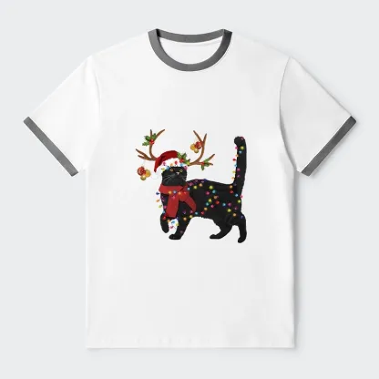 Tokyo-Tiger Christmas Black Cat Trim T-Shirt