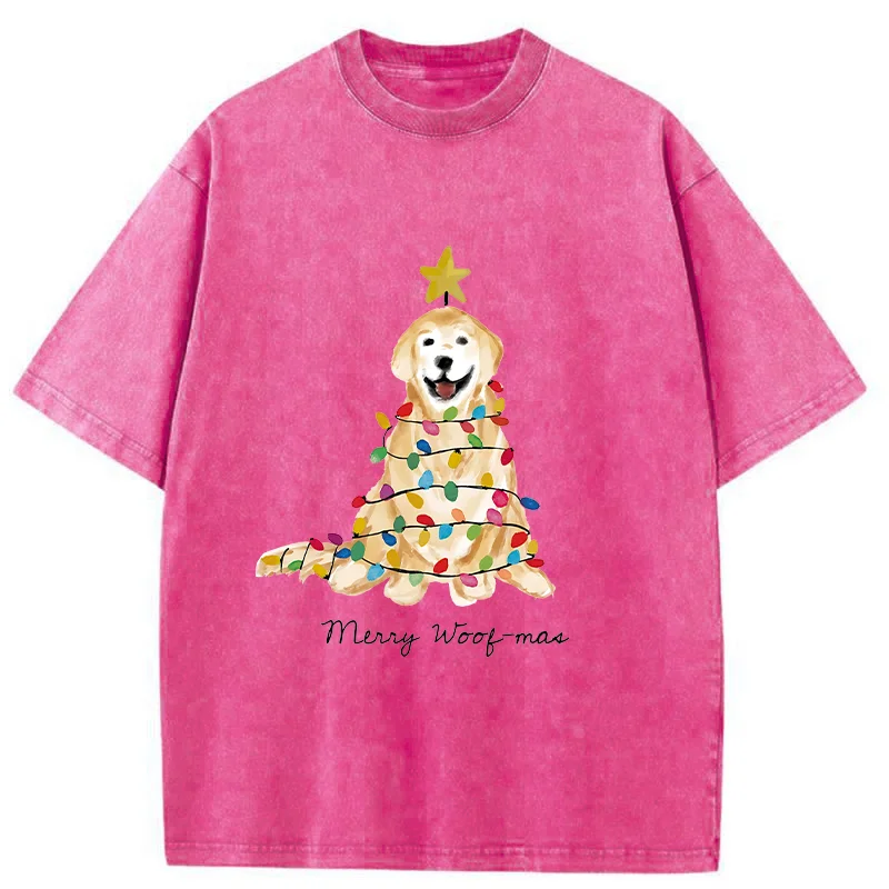Tokyo-Tiger Christmas Tree Dog Washed T-Shirt