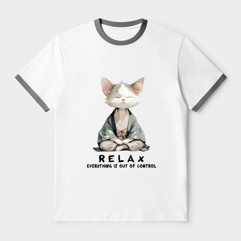 Tokyo-Tiger Zen Cat Relaxation，Everything's Out Of Control Trim T-Shirt