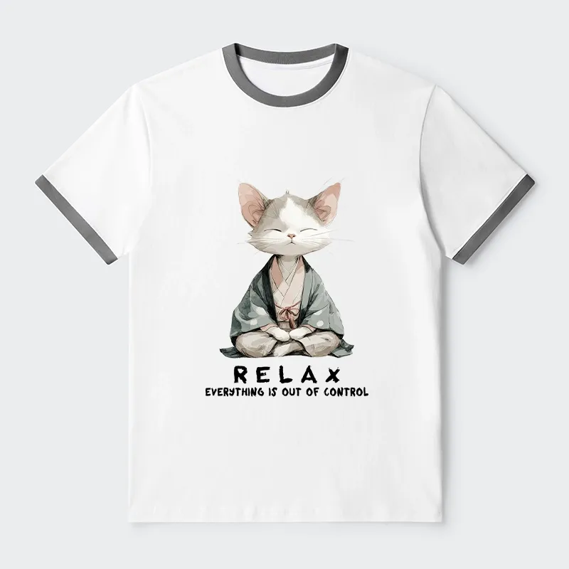 Tokyo-Tiger Zen Cat Relaxation，Everything's Out Of Control Trim T-Shirt