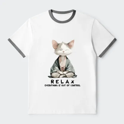Tokyo-Tiger Zen Cat Relaxation，Everything's Out Of Control Trim T-Shirt