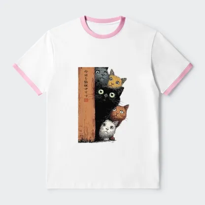 Tokyo-Tiger Five Cats Are Watching You Trim T-Shirt