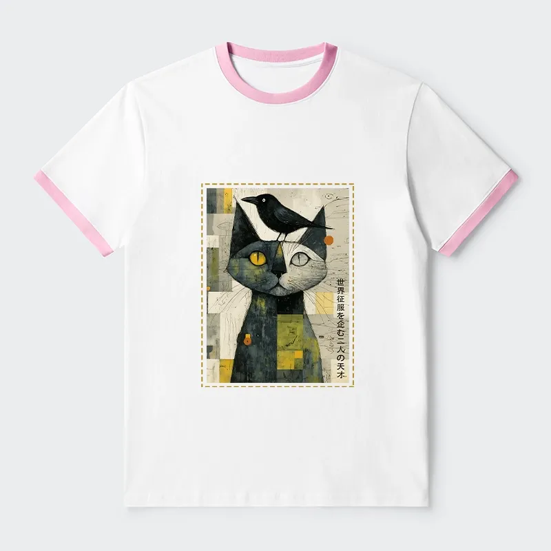 Tokyo-Tiger The Cat And The Crow Are Planning To Rule The World Trim T-Shirt