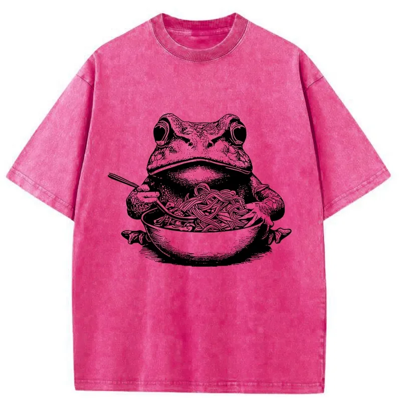 Tokyo-Tiger Obsessed With Ramen Frog Washed T-Shirt