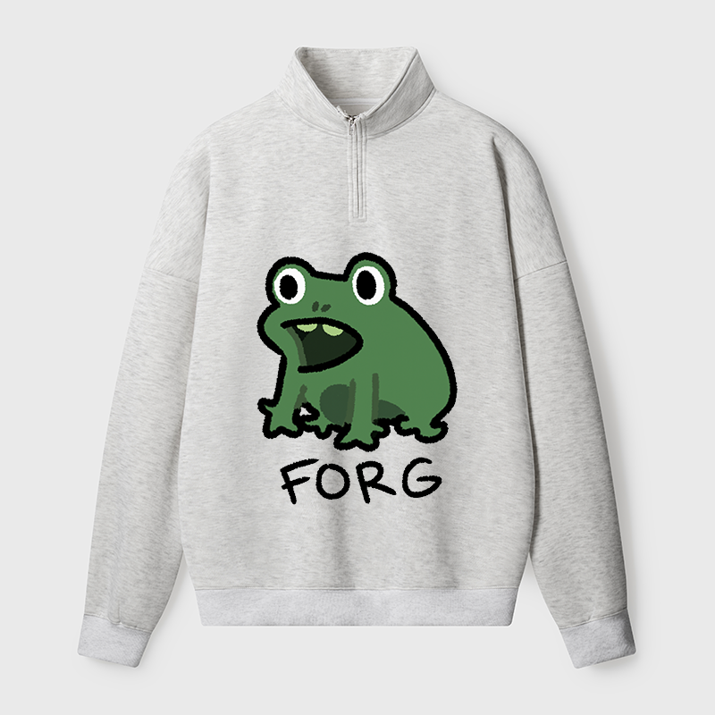 Tokyo-Tiger Funny Forg Japan Half Zip Fleece Sweatshirt