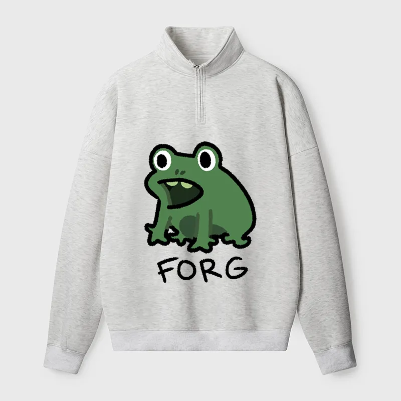 Tokyo-Tiger Funny Forg Japan Half Zip Fleece Sweatshirt