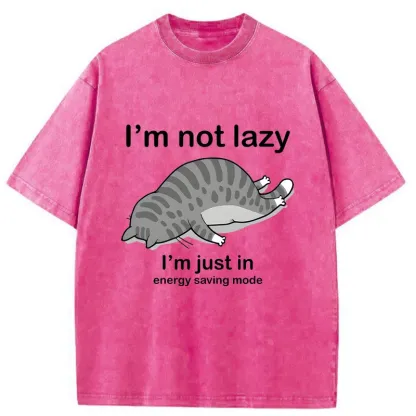 Tokyo-Tiger Funny Lazy Cat Washed T-Shirt
