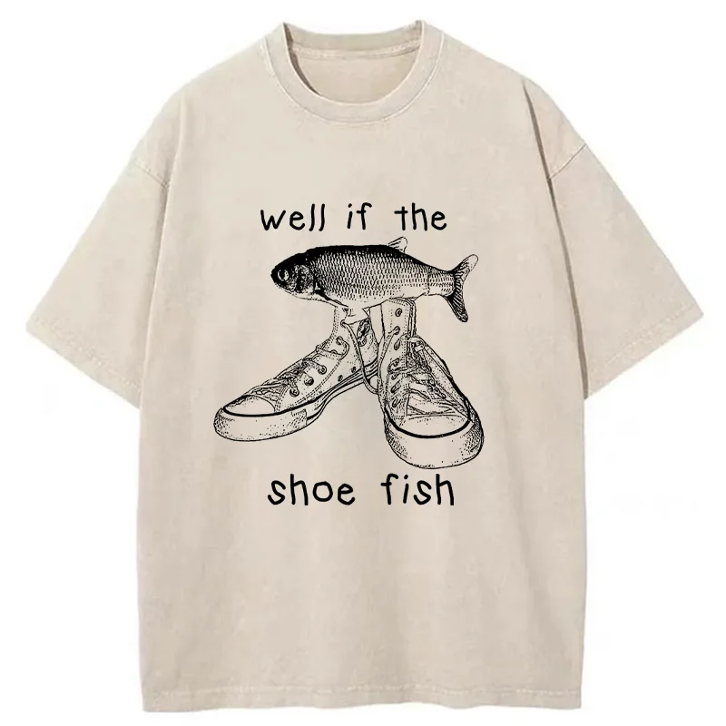 Tokyo-Tiger Funny Shoe Fish Washed T-Shirt
