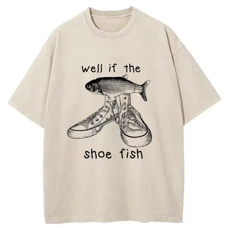 Tokyo-Tiger Funny Shoe Fish Washed T-Shirt Sale