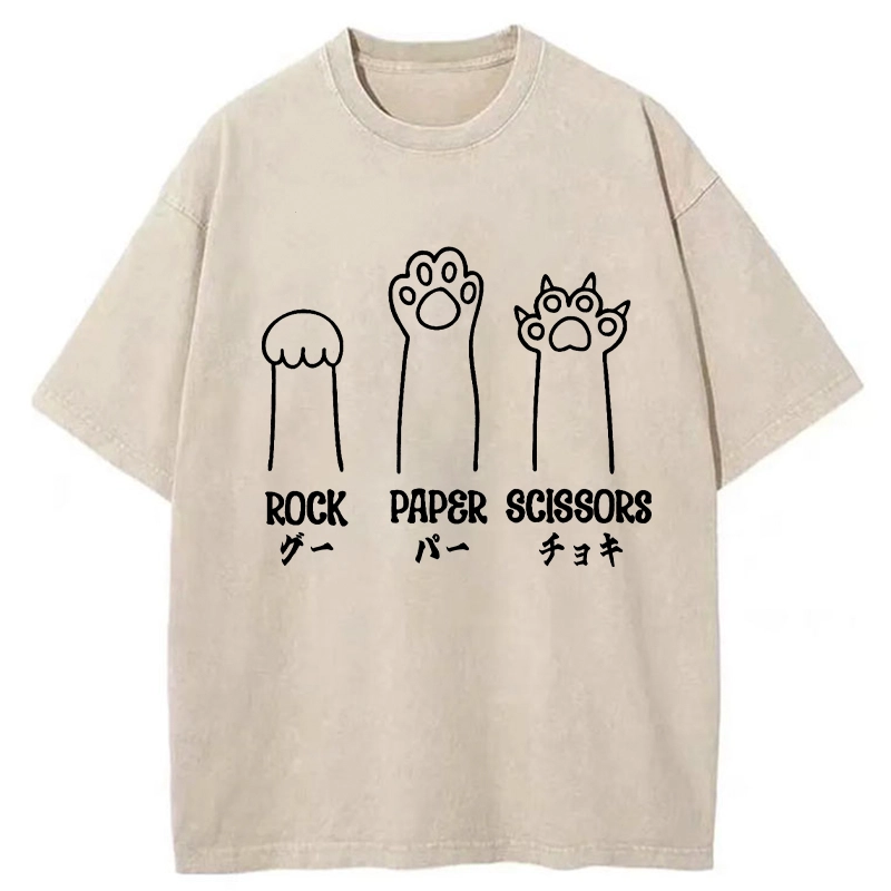Tokyo-Tiger Rock Paper Scissors Washed T-Shirt