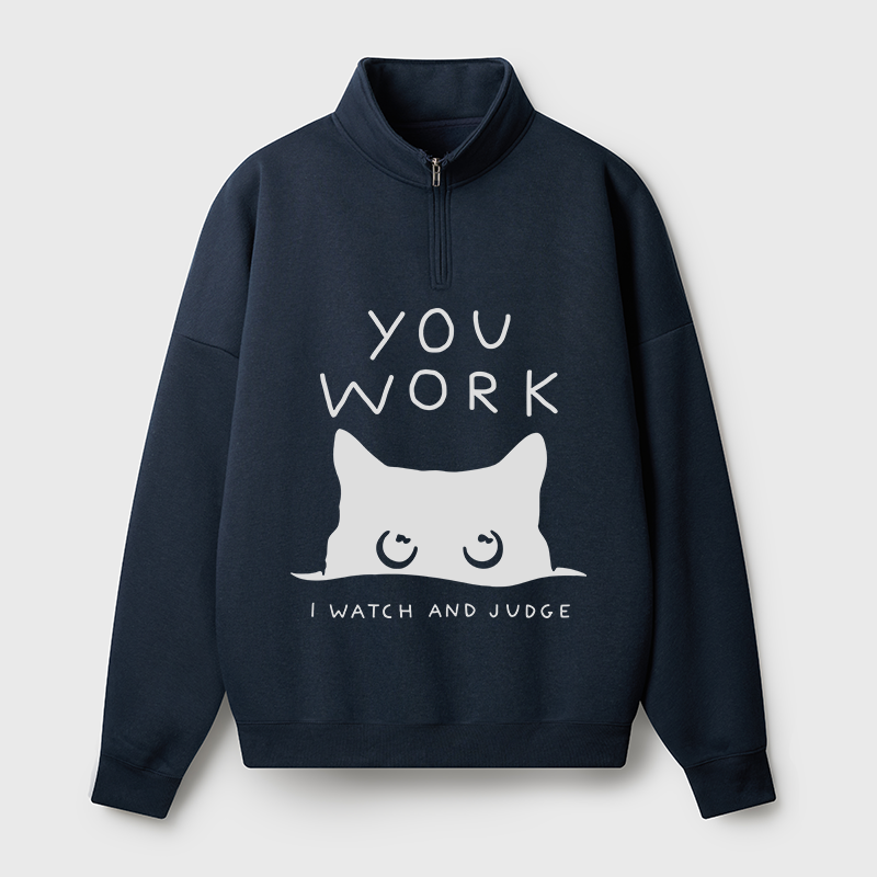 Tokyo-Tiger A Cat That Spies Half Zip Fleece Sweatshirt