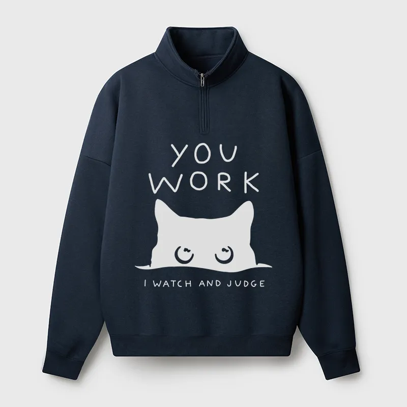 Tokyo-Tiger A Cat That Spies Half Zip Fleece Sweatshirt