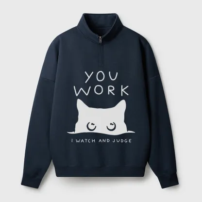 Tokyo-Tiger A Cat That Spies Half Zip Fleece Sweatshirt