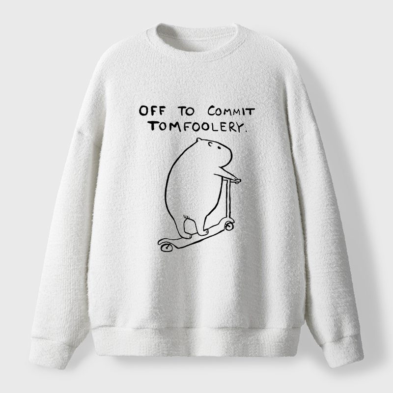 Tokyo-Tiger Capybara Is Ready To Do Something Bad Fuzzy Sweatshirt