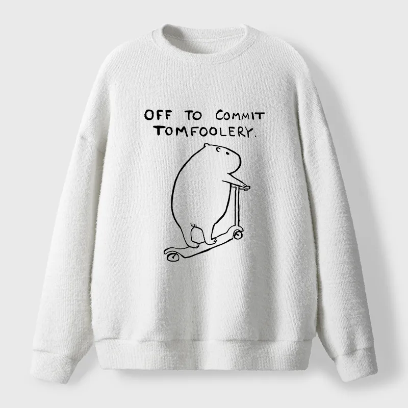 Tokyo-Tiger Capybara Is Ready To Do Something Bad Fuzzy Sweatshirt
