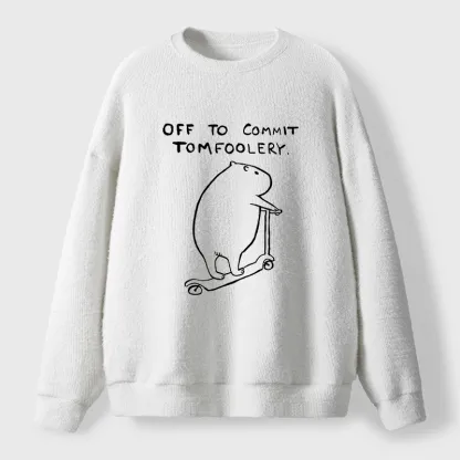 Tokyo-Tiger Capybara Is Ready To Do Something Bad Fuzzy Sweatshirt