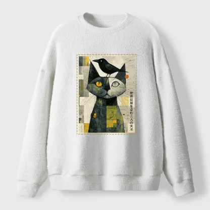 Tokyo-Tiger The Cat And The Crow Are Planning To Rule The World Fuzzy Sweatshirt