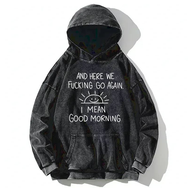 Tokyo-Tiger Different Meanings Of "Good Morning" Washed Hoodie