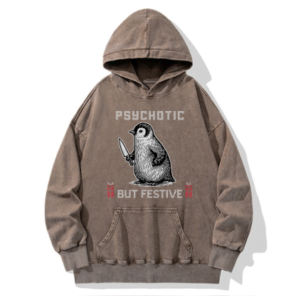Tokyo-Tiger Overstimulated but Festive Christmas Washed Hoodie