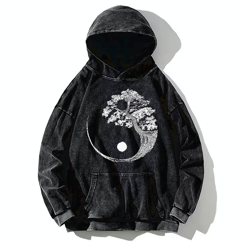 Tokyo-Tiger Yin-Yang Tai Chi Tree Washed Hoodie