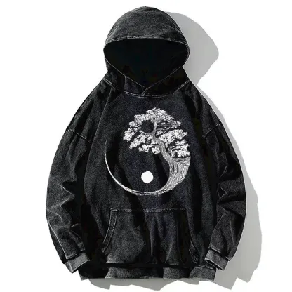 Tokyo-Tiger Yin-Yang Tai Chi Tree Washed Hoodie