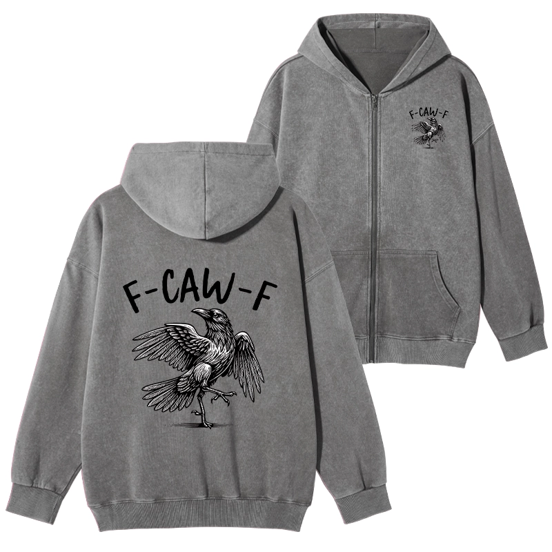 Tokyo-Tiger Crow's Cry Funny Washed Zip Hoodie