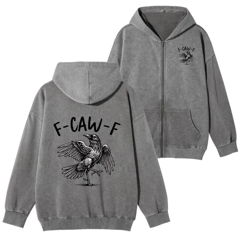 Tokyo-Tiger Crow's Cry Funny Washed Zip Hoodie