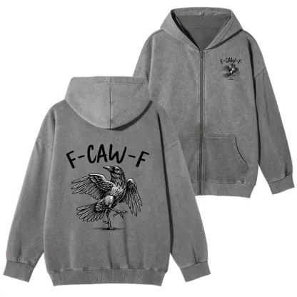 Tokyo-Tiger Crow's Cry Funny Washed Zip Hoodie