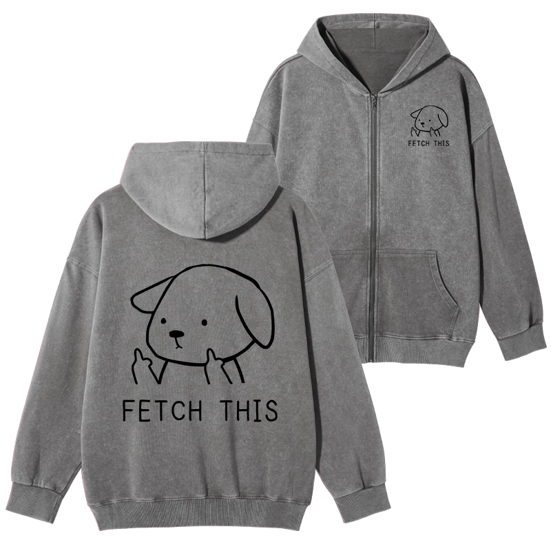 Tokyo-Tiger Fetch This Dog Washed Zip Hoodie