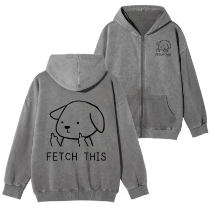 Tokyo-Tiger Fetch This Dog Washed Zip Hoodie