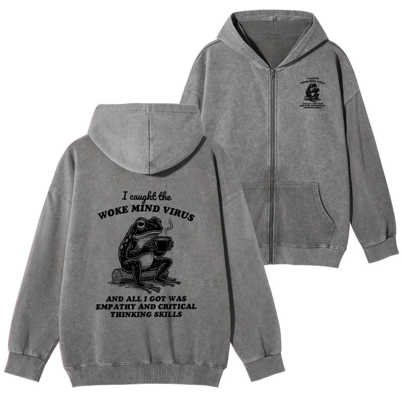 Tokyo-Tiger Awakened Thinking Virus Frog Washed Zip Hoodie
