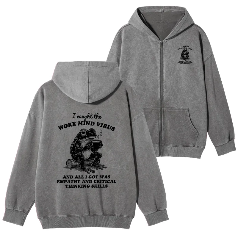 Tokyo-Tiger Awakened Thinking Virus Frog Washed Zip Hoodie