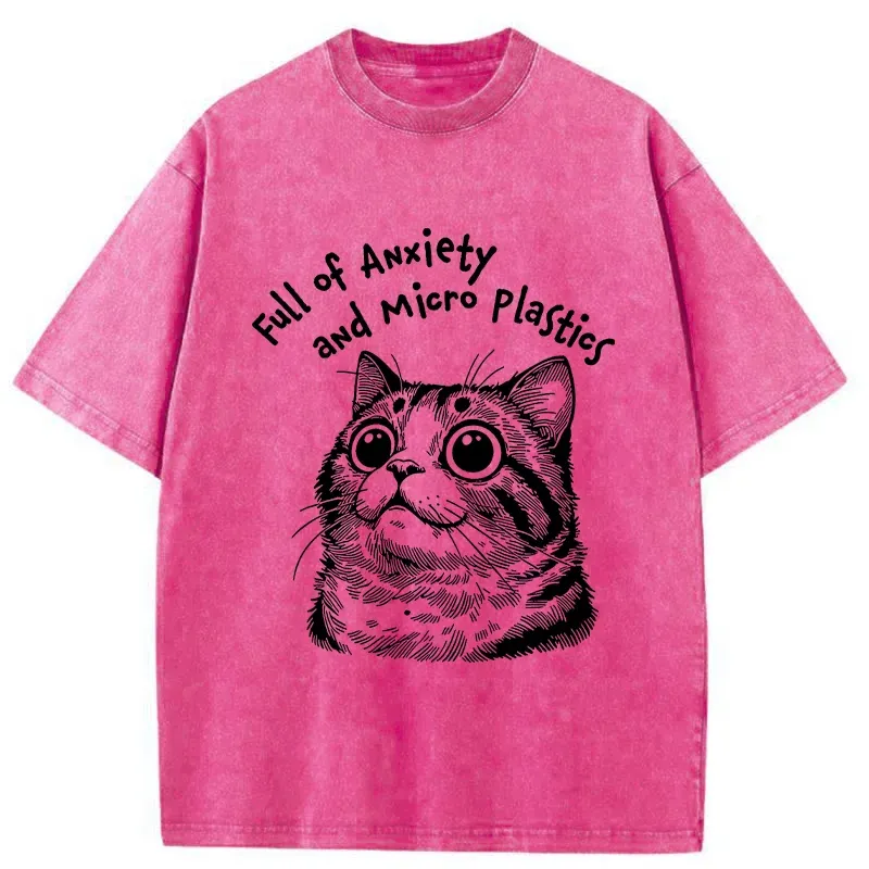 Tokyo-Tiger Full Of Anxiety And Microplastics Cat Washed T-Shirt