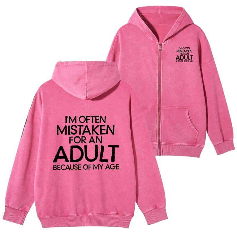 Tokyo-Tiger Old In Age But Young At Heart Washed Zip Hoodie