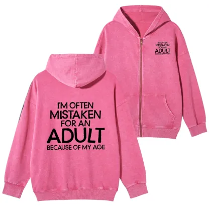 Tokyo-Tiger Old In Age But Young At Heart Washed Zip Hoodie