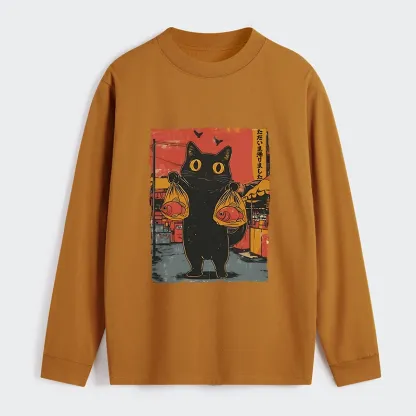 Tokyo-Tiger Cat Fishing Japanese Classic Long Sleeve T-Shirt