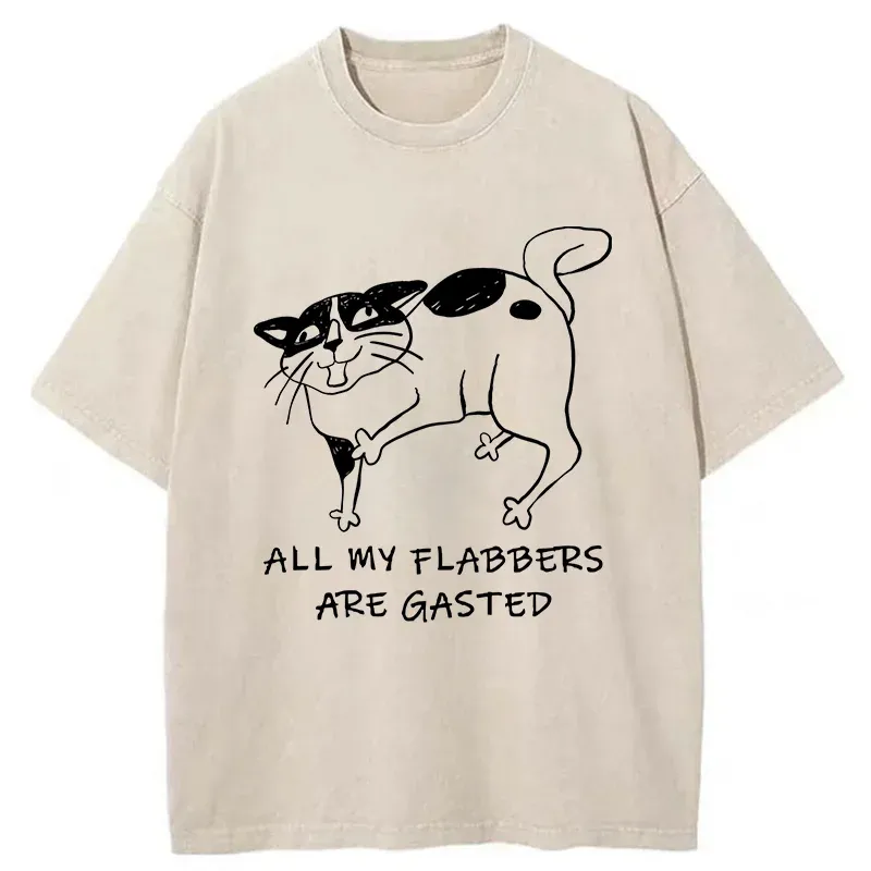 Tokyo-Tiger Surprised Cat Washed T-Shirt