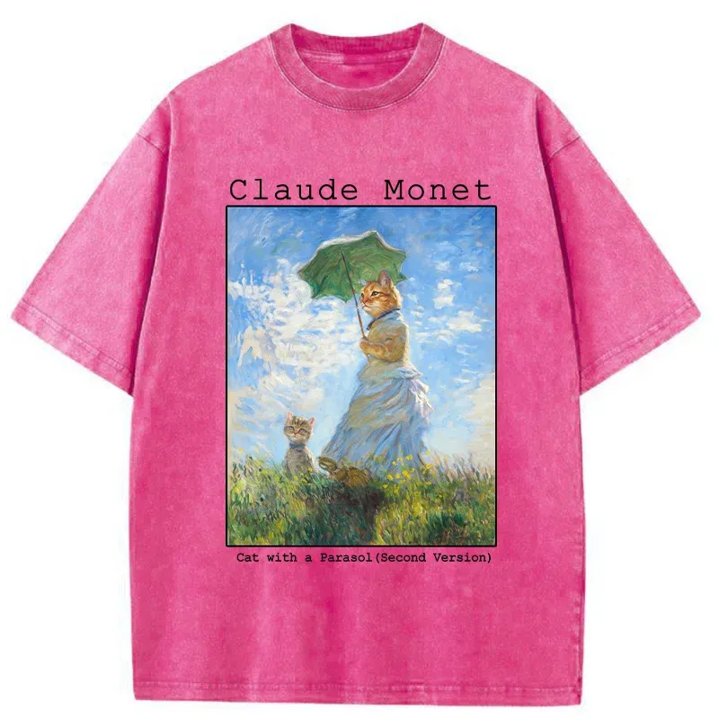 Tokyo-Tiger Cat With A Parasol Washed T-Shirt