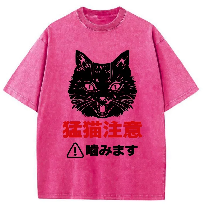 Tokyo-Tiger Fierce Cat Beware Washed T-Shirt