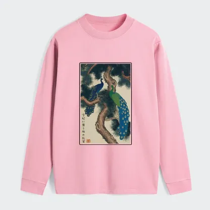 Tokyo-Tiger Peacocks in Snowy Pines Classic Long Sleeve T-Shirt